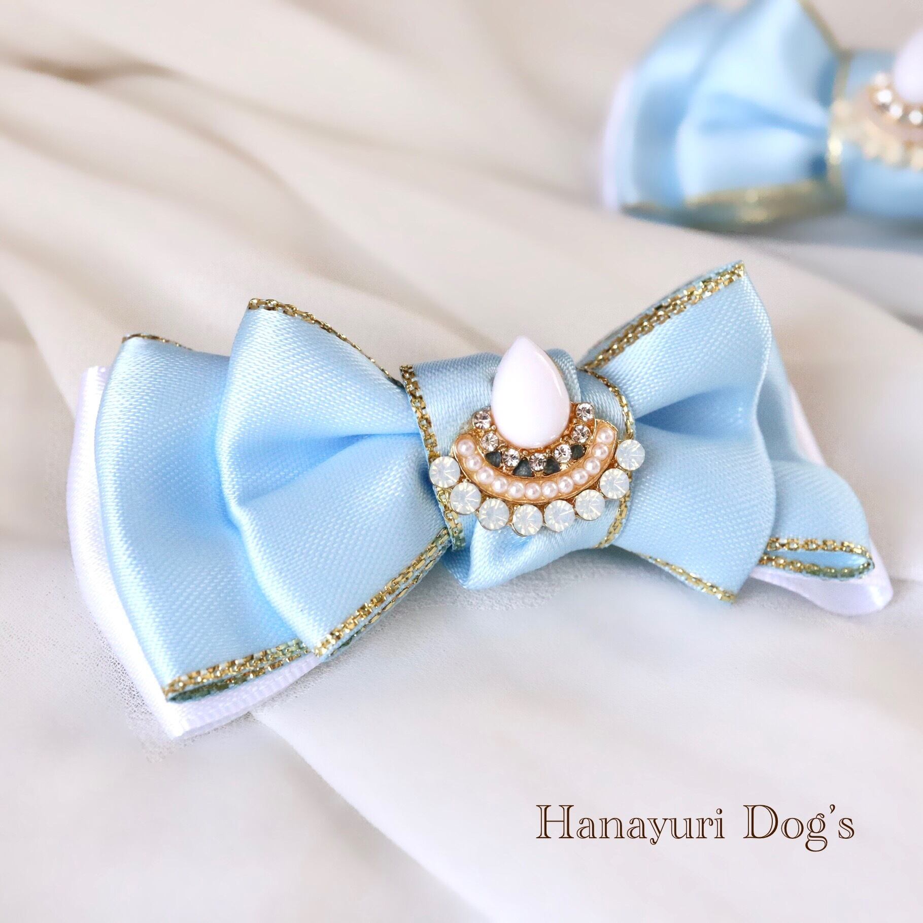 コスプレ　メイド　水色リボン　水色バレッタ バレッタ】水色 リボンの通販 by momo06's shop｜ラクマ