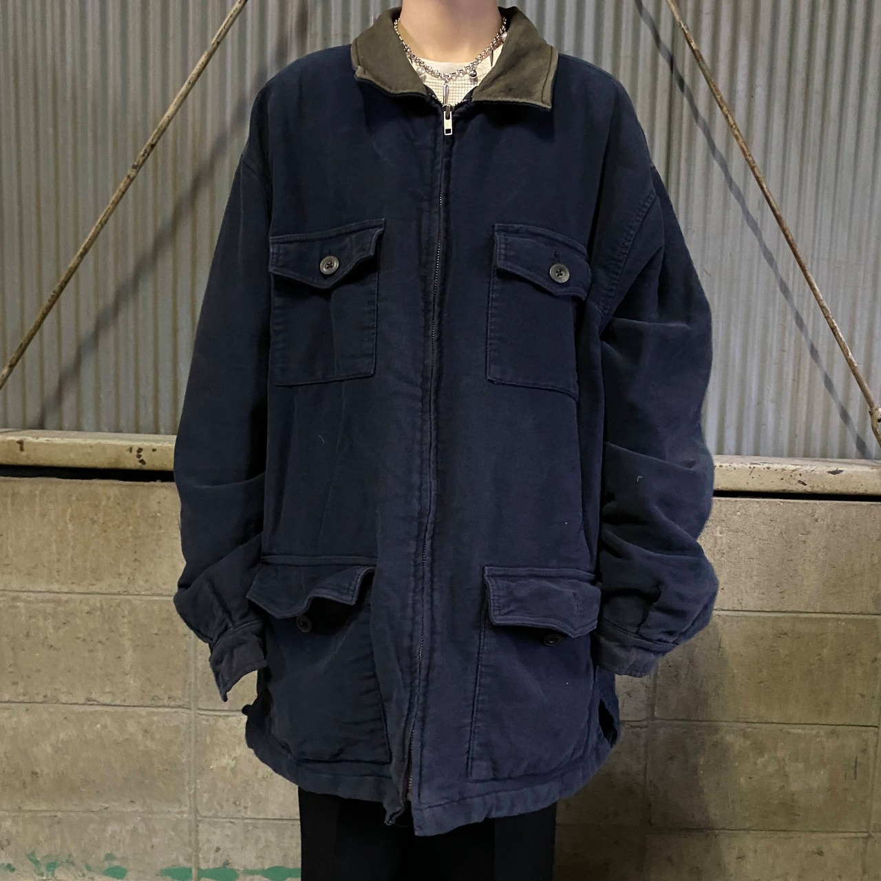 OLD GAP オールドギャップ キルティングライナー ジャケット 襟レザー 