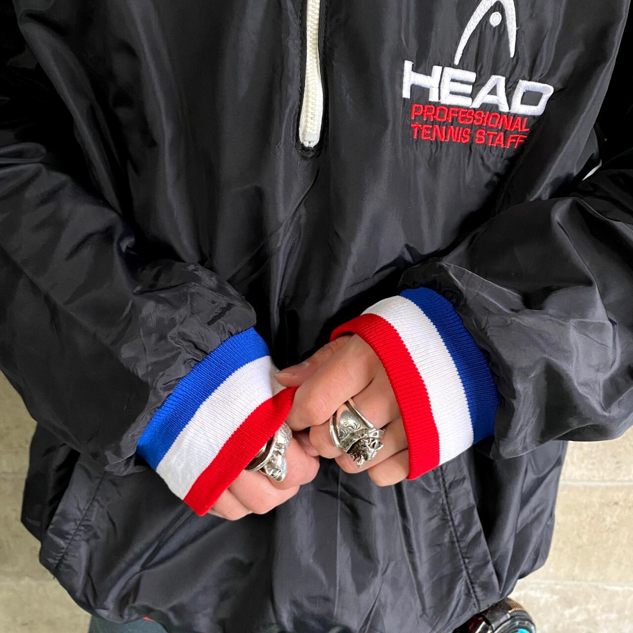 80年代 HEAD ヘッド ハーフジップ ハイネック ナイロンプルオーバー 