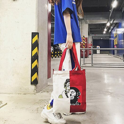 ピエロ キャンパス バッグ ショルダー 白/赤 トートバッグ