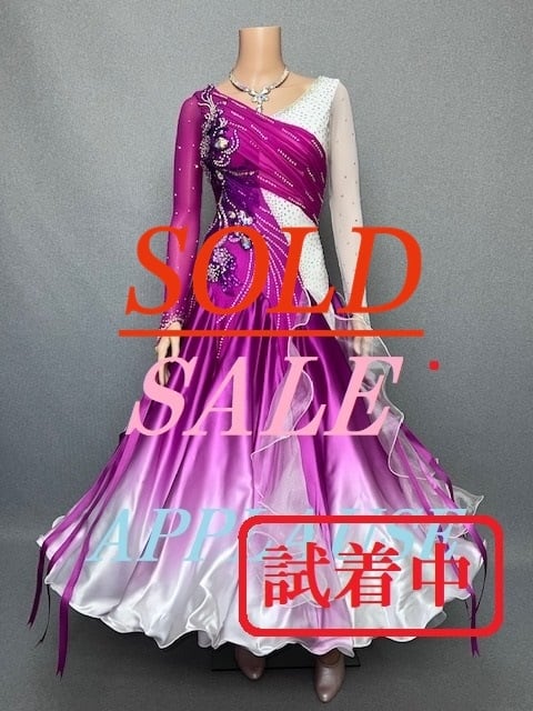 【新着】社交ダンス ドレス　スタンダード　モダンドレス　パープルグラディション　M　 ST-22-57　デモ・競技用ドレス　発表会衣装　パーティドレス　ワンピース　舞台衣装