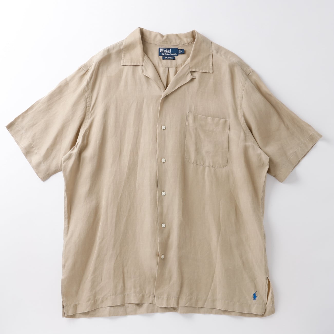 極美品】90s Ralph Lauren special silk linen open collar shirt big  