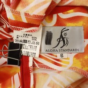 フラダンス 衣装 ALOHA STANDARDS アロハスタンダード ワンピース ドレス オレンジ系 日本製 ハイビスカス柄 モンステラ柄 ハワイアンプリント ハワイアンダンス ハワイアン アロハ フラ ダンス レッスン 練習 花柄 植物柄 半袖 フレアスカート レッド系 イエロー系 ホワイト系 橙 赤 黄 白 華やか 鮮やか かわいい おしゃれ