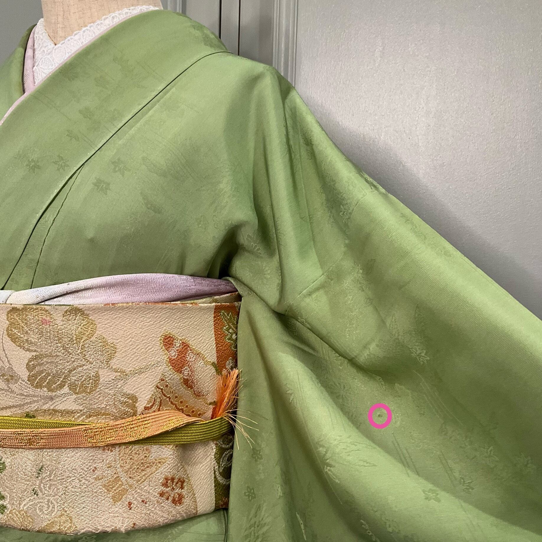 緑色の 花模様 小紋　着物 73a2cb9ad82a4e1d0213fe6af1344b