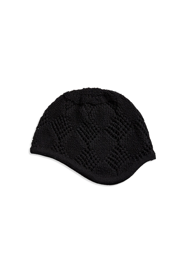 [OPEN YY] ARGYLE POINTELLE EARFLAP BEANIE, BLACK 正規品 韓国ブランド 韓国通販 韓国代行 韓国ファッション オープン ワイワイ 日本 店舗