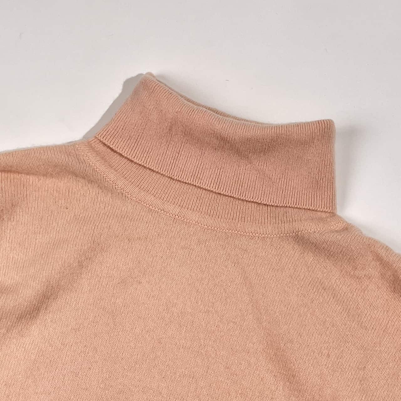 カシミヤ100% スコットランド製 HOGG of HAWICK タートルネック 袖デザイン チュニック丈 ニット セーター /ピンク レディース