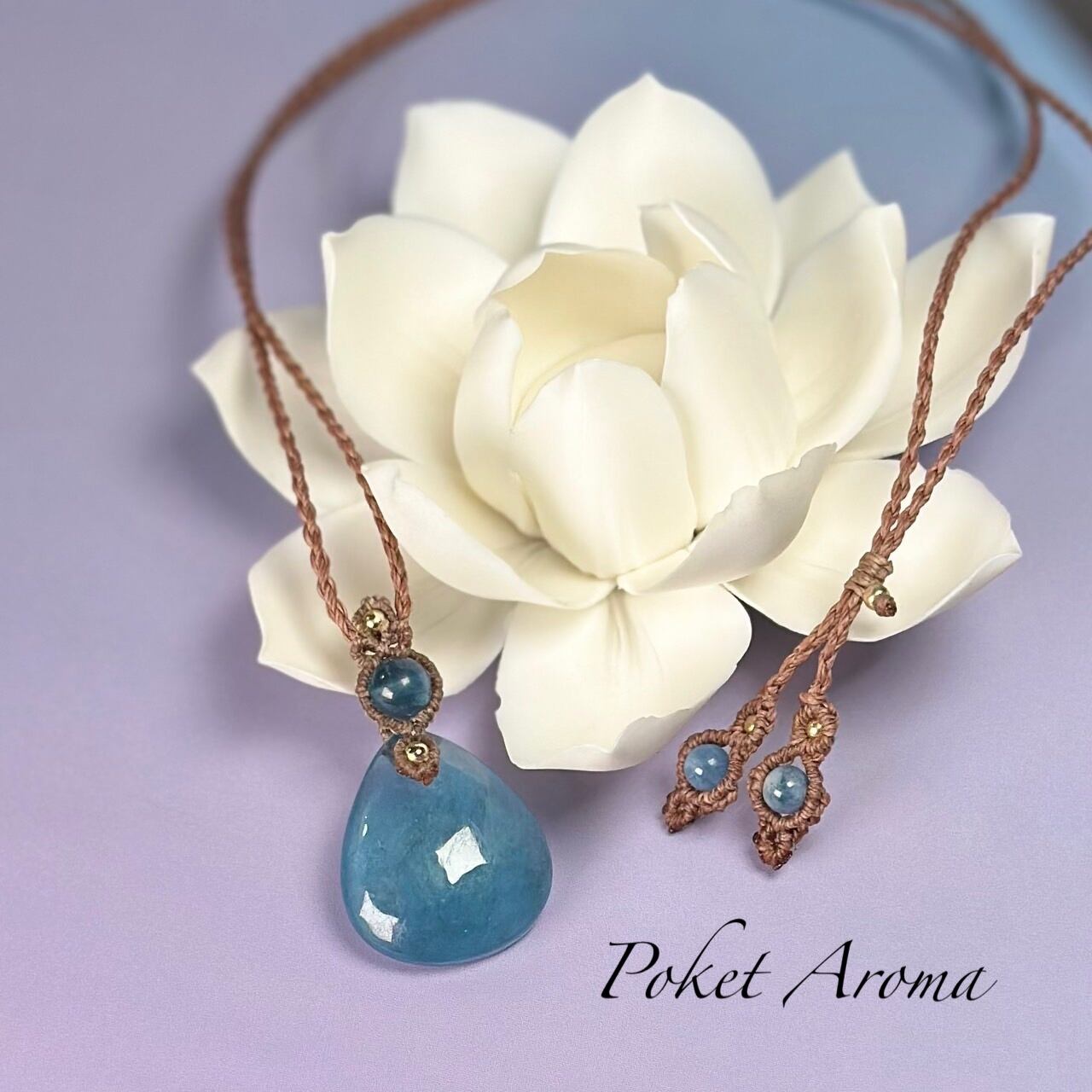 『来夢』ユニコーンカラーラブラドライトとクンツァイトのマクラメネックレス 来夢』ユニコーンカラーラブラドライトとクンツァイトのマクラメネックレス