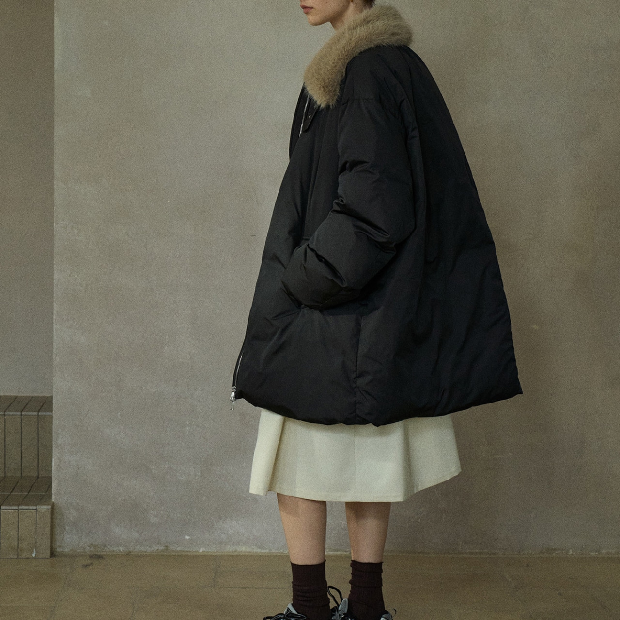 Volume High Neck Down Coat T3869