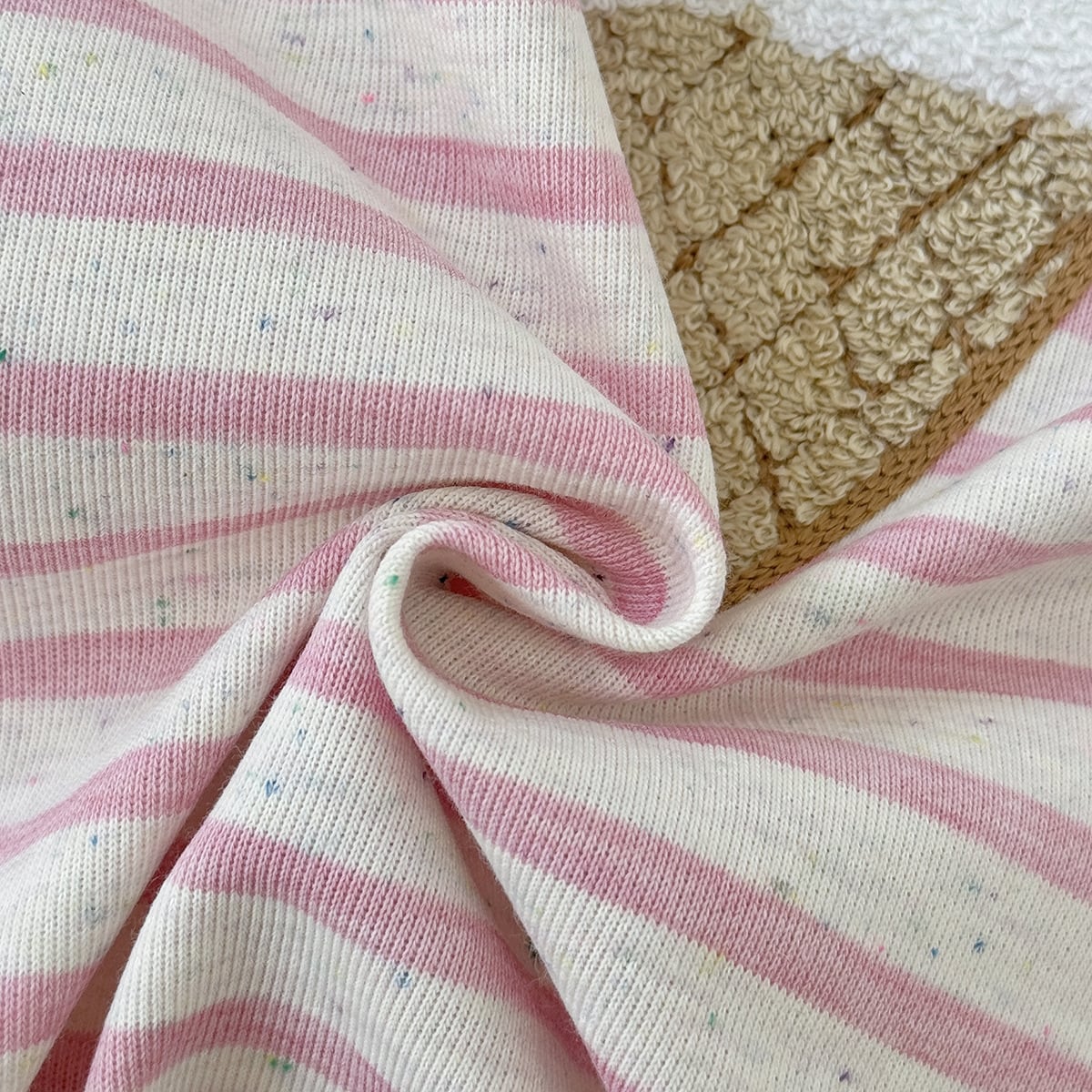 sweetワッペンつぶつぶボーダーカバーオール