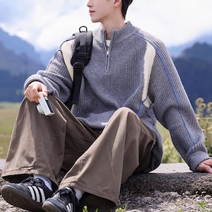 Zipper knit tops M15242