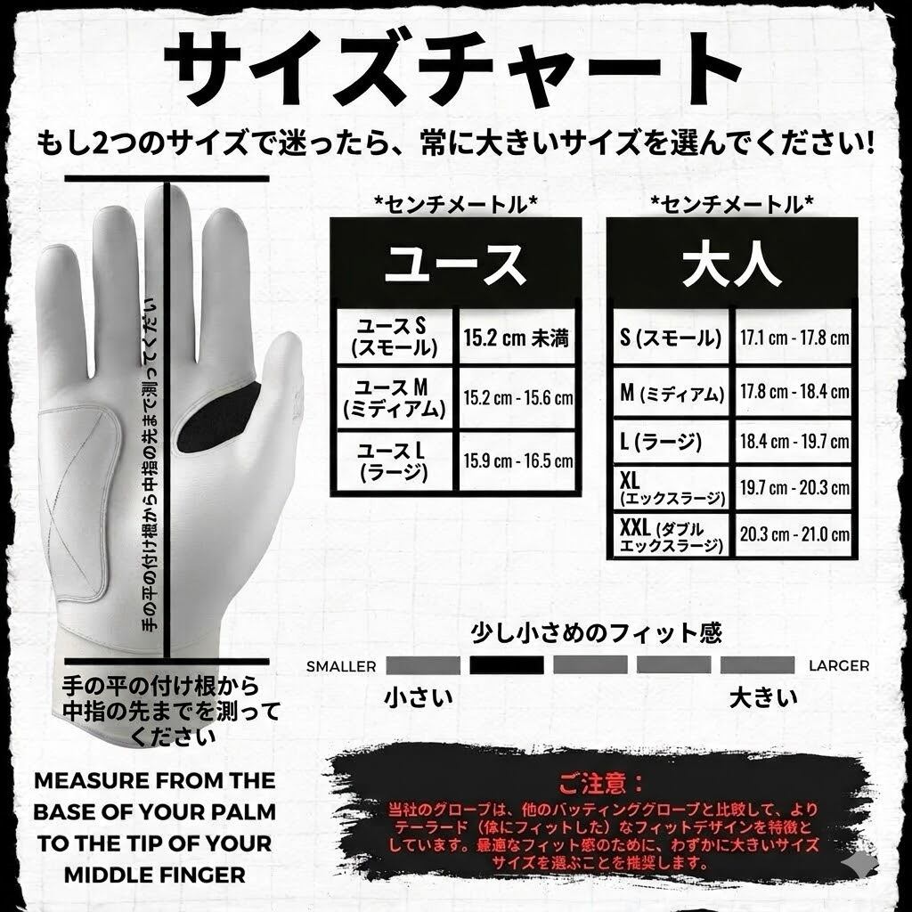 右打者用】Jax Strap Cuff 野球 バッティング グローブ ロングカフ Big