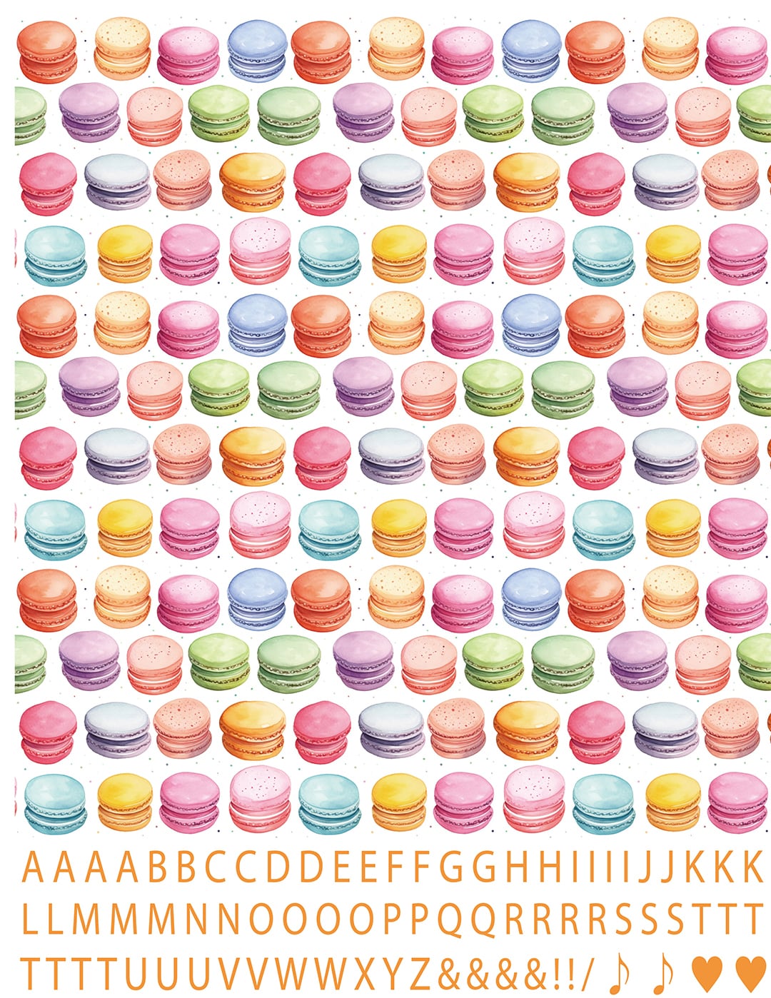 白磁用 水彩カラフルマカロン A4サイズ （ポーセリンアート用