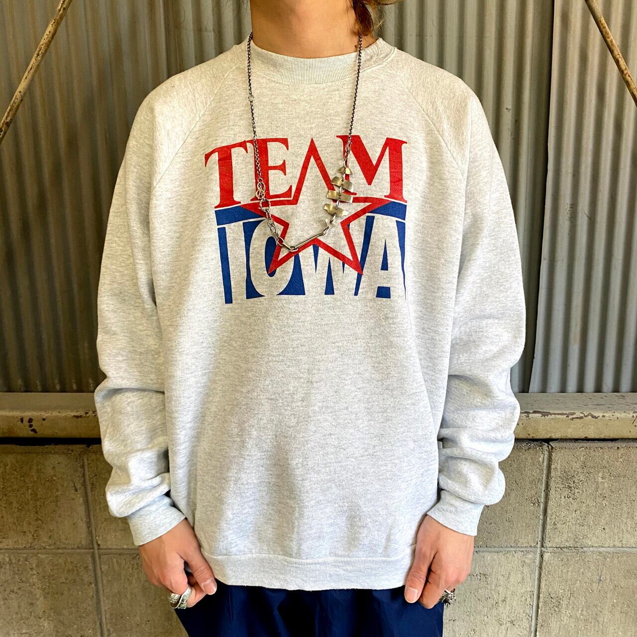 90年代 TEAM IOWA プリント スウェット メンズXL 古着 USA製 90S