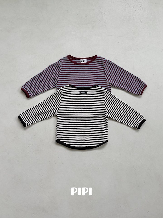 【取寄】PIPI ボーダーラッパTシャツ｜秋服｜韓国子供服｜26/AT