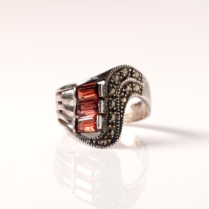 Garnet × Marcasite Ring #14 (used)