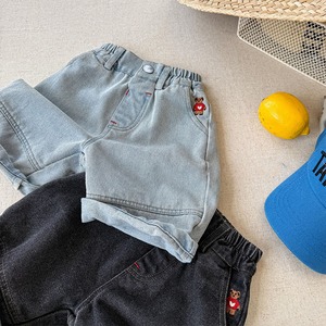 夏熊柄デニムハーフパンツ