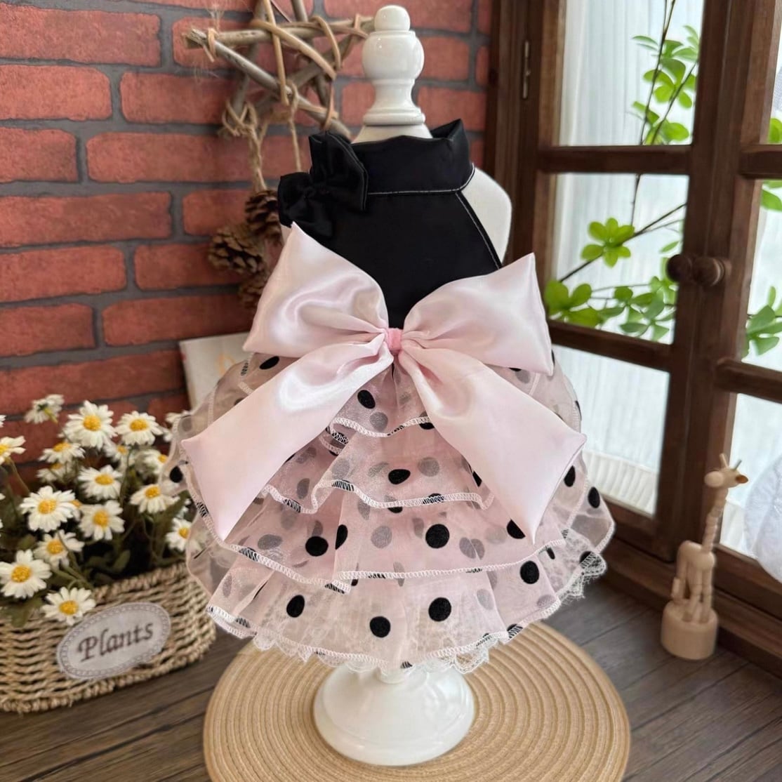 オーガンジーのドットティアードワンピース 00439