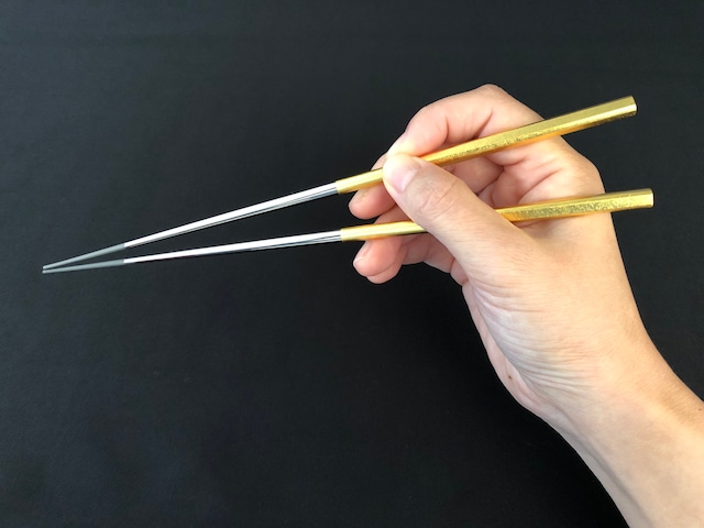 日本製　チタン箸（24K金箔）つや有り　鏡面【桐箱入り】【贈り物に最適】/ Titanium Solid Chopsticks