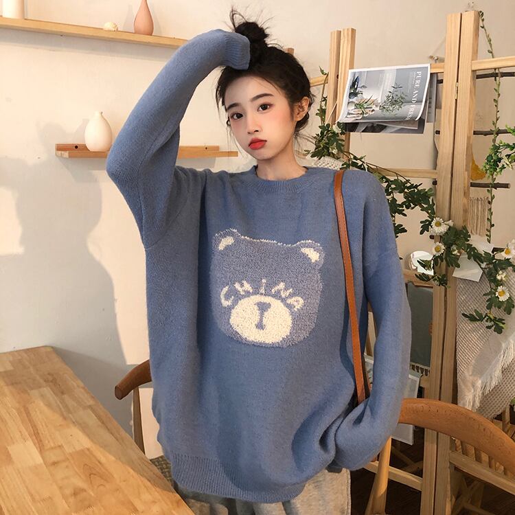 セーター スプリングオータムルーズスタンダードスタイルニットトップス レトロ 春物 秋物 試着室28053622658