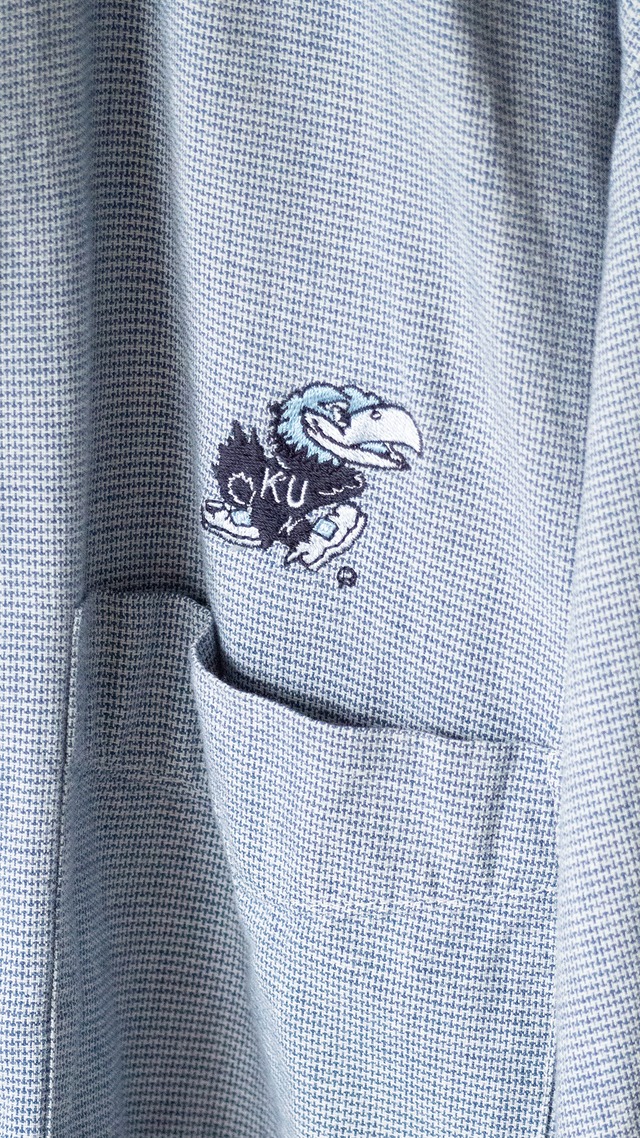"University of Kansas" 1990s Houndstooth s/s shirt