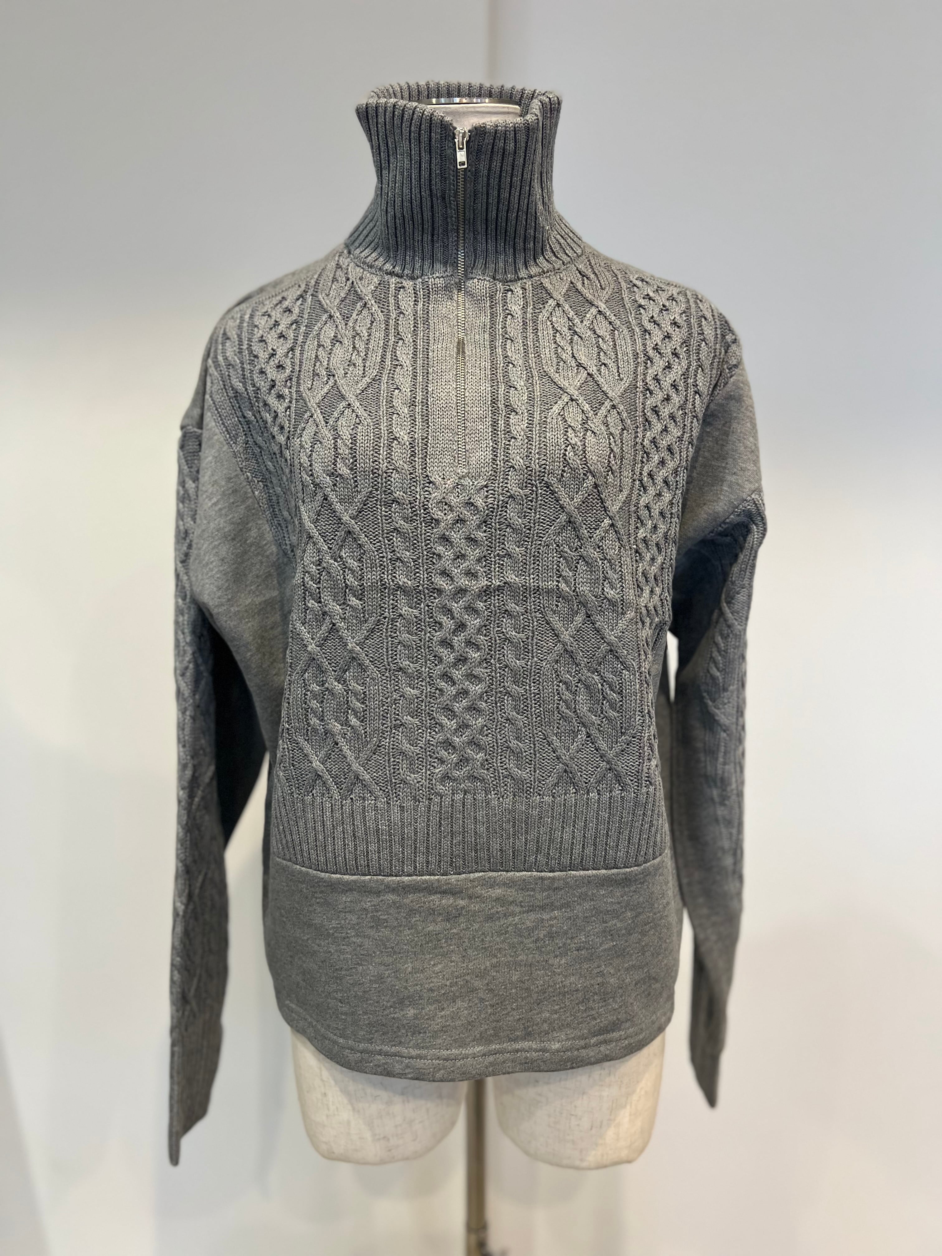 【SELECT】スウェット×ニット　ハーフZIP プルオーバー