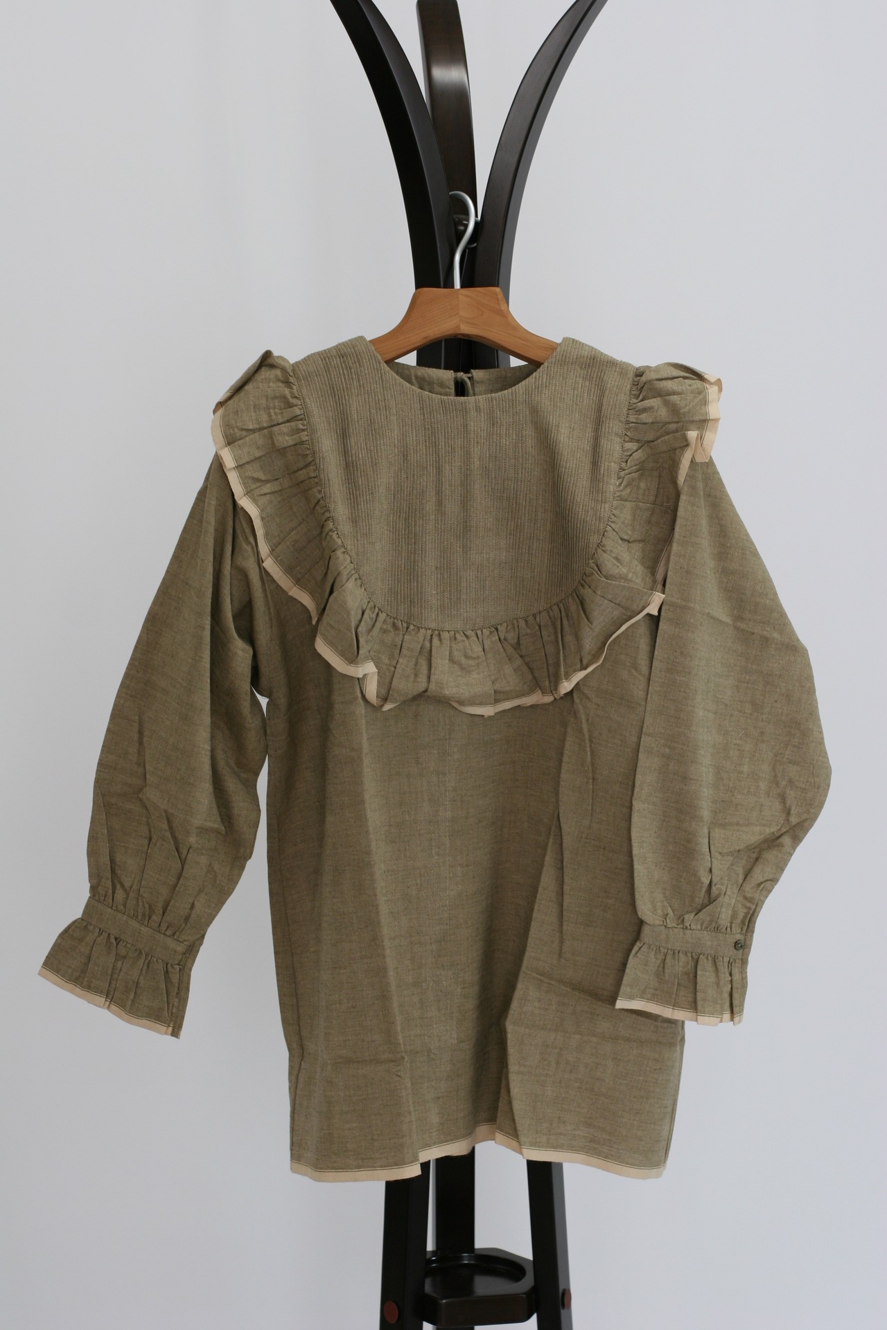 【BUNON】 Khadi Cotton Pintuck Tunic / Olive（BN2580）