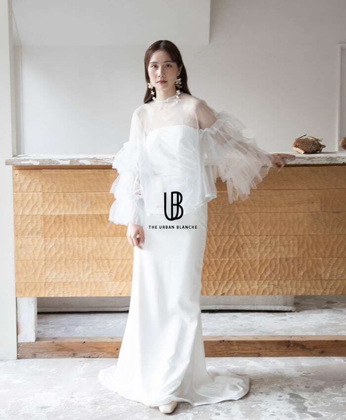 美品!チュールトップス フリルスリーブ シンプルなウエディング 美品!チュールトップス フリルスリーブ シンプルなウエディング