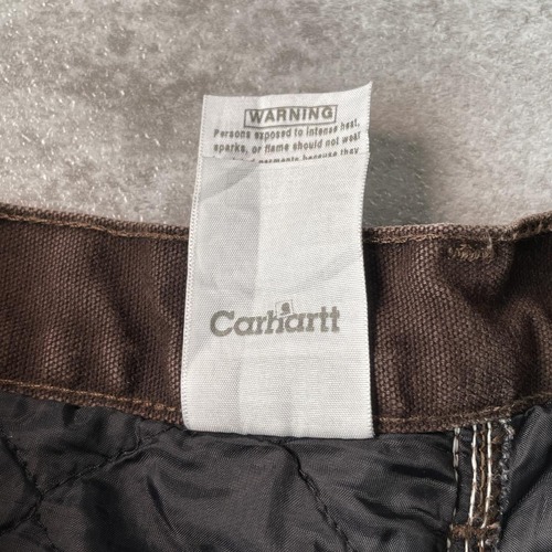 00s USA生地製 ダークブラウン ダブルニー Carhartt 32×34 詳細写真13