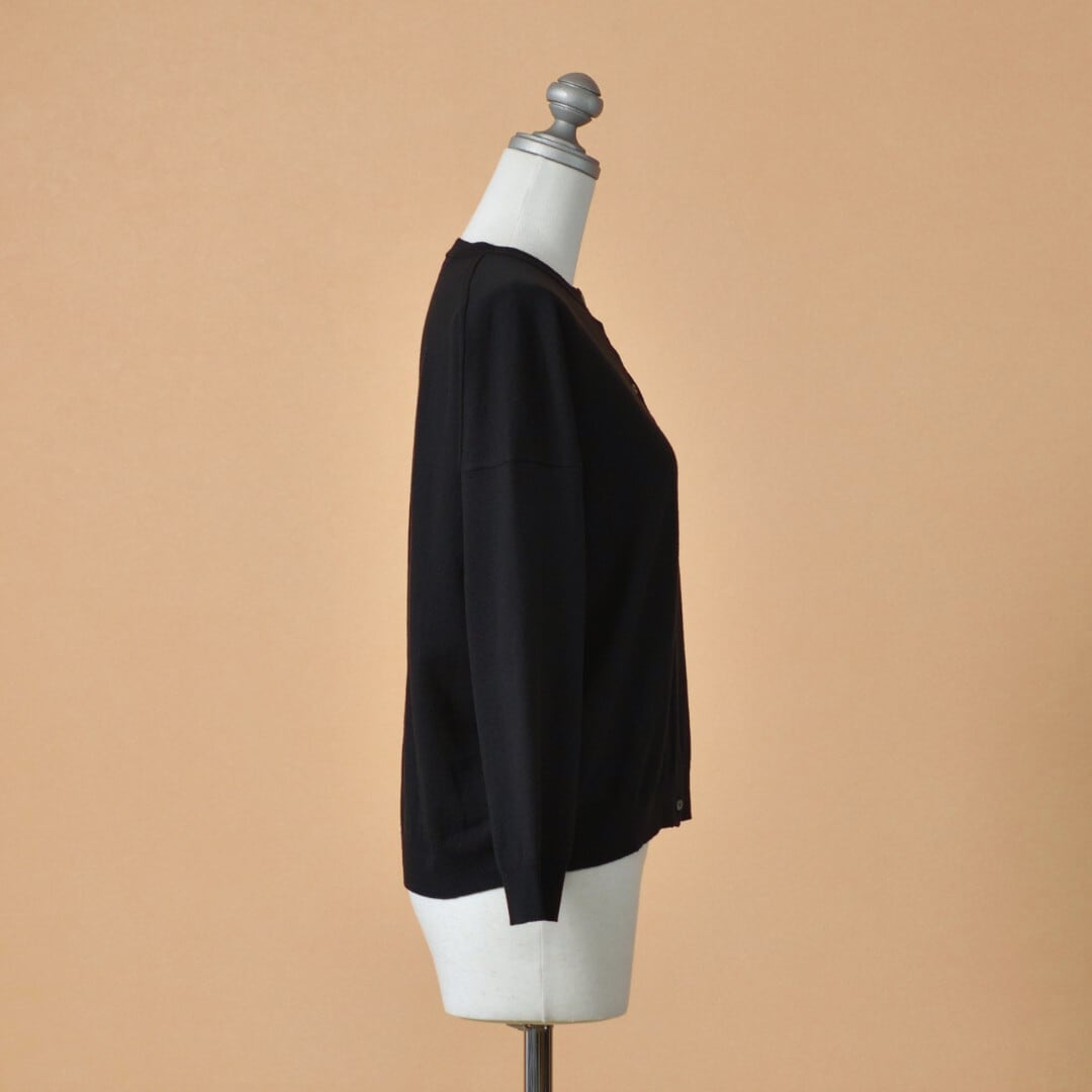 evam eva エヴァムエヴァ コットンラミーカーディガン・ブラック