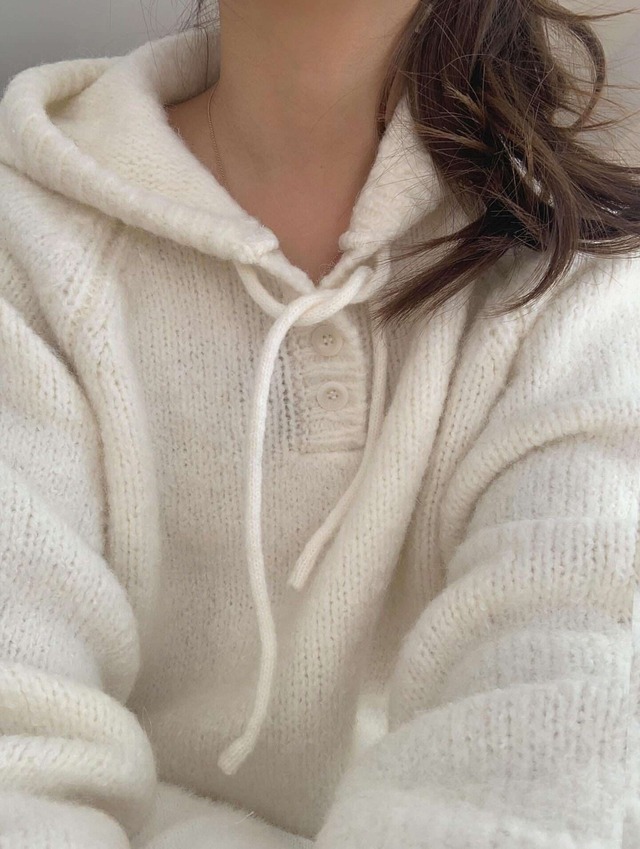 (予約) LITER / Momo alpaca hood knit 2color