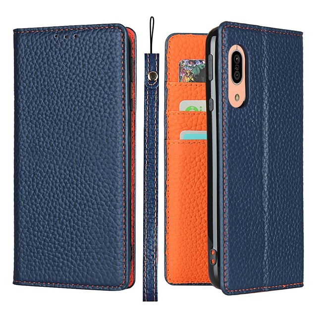 Havaya 対応 AQUOS Sense3 ケース AQUOSセンス3 ケース SH-02M ケース 手帳型 本革 ストラップ au SHV45 SHV48 耐衝撃 SH-RM12 カバー SH-M12 docomo シャープ Sharp アクオス センス3/3lite/Android One S7 カード収納 SoftBank スタンド機能 レザー -ブルー