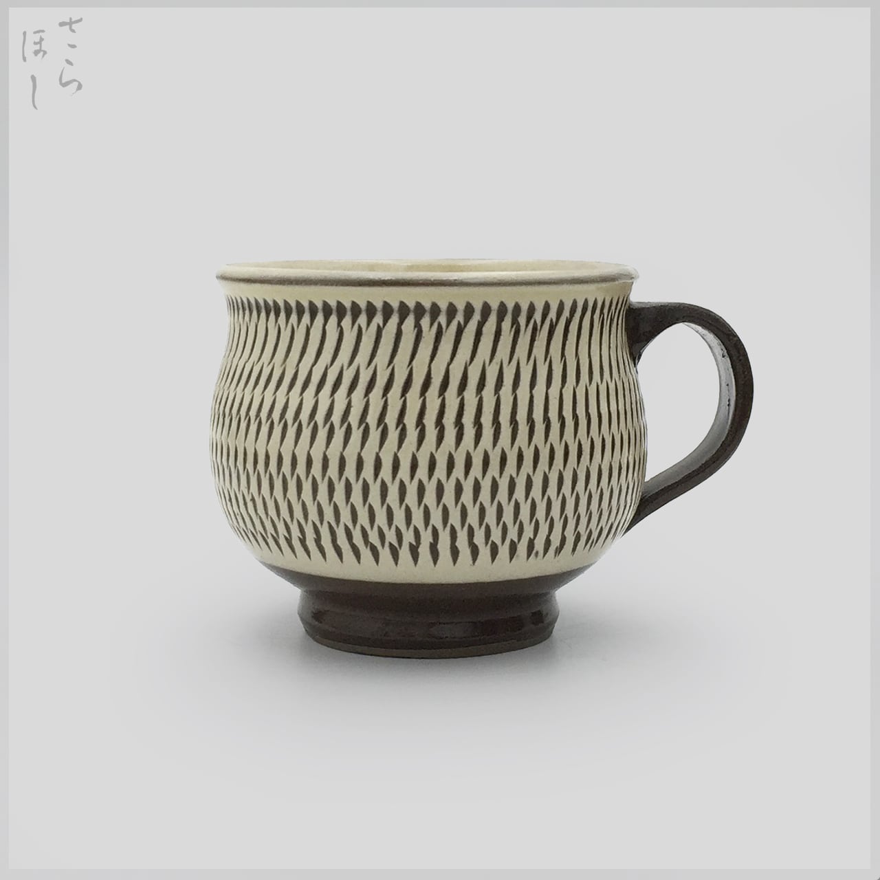 小鹿田焼 小袋窯 3寸マグカップ 飛びかんな 白 口径約9cm 陶器 和食器
