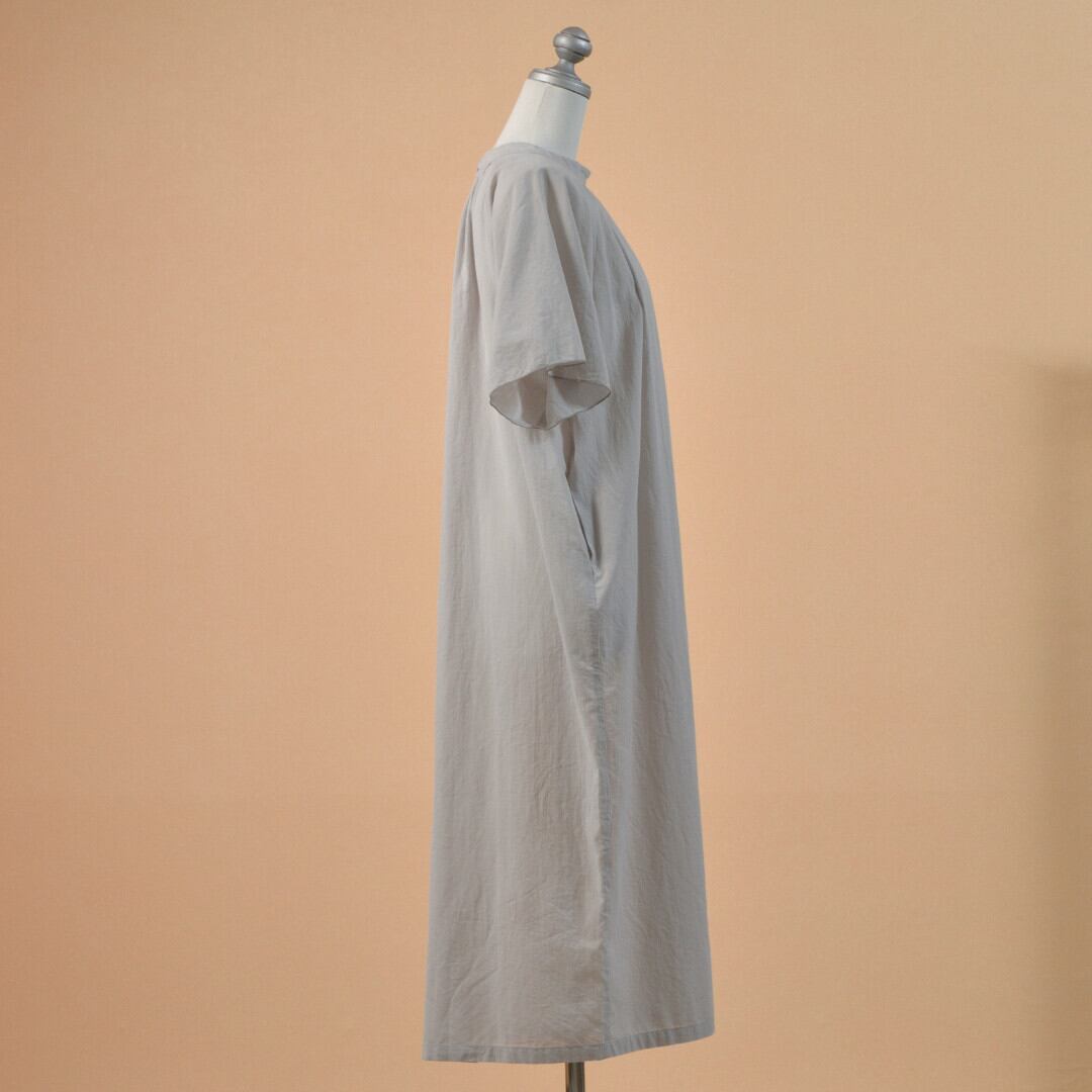 evam eva エヴァムエヴァ コットンローン・ワンピース cotton lawn one-piece ・グレージュ 薄く透け感のあるコットンの生地をたっぷりと使用しましたワンピースです【送料無料】