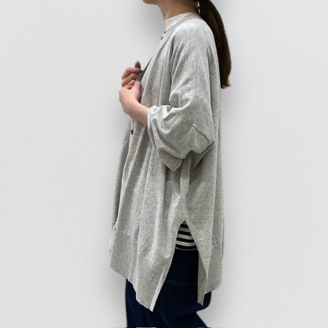 cafune V-neck side slit wide cardigan