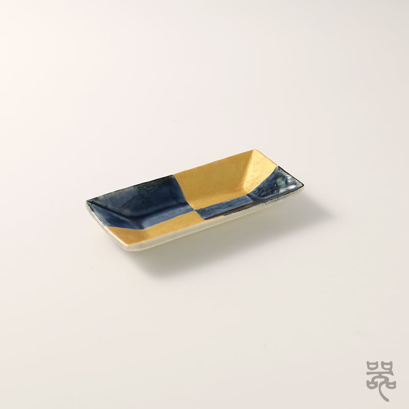 金彩市松【長角小皿】喜鶴製陶｜有田 | 【有田焼／波佐見焼】マルシゲ