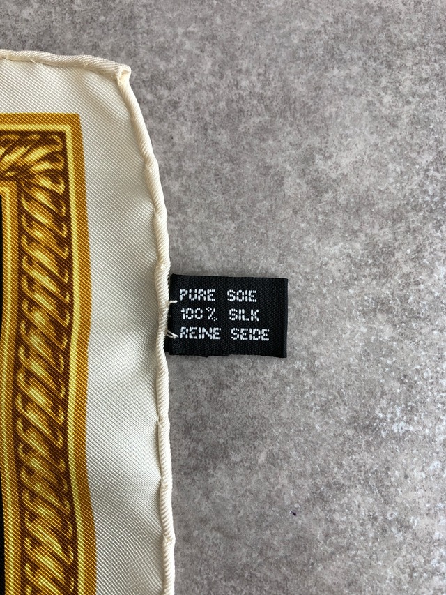 Christian Dior クリスチャン ディオール ロープ柄 スカーフ ゴールド×ブラック DIORモチーフ シルク vintage ヴィンテージ オールド ikbe8h