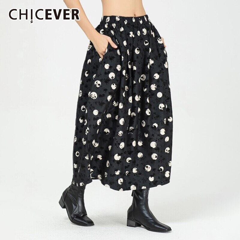 CHICEVERボールガウンスカート女性ウエストヒットカラードット特大ルーズDeisgner足首丈スカート2020タイド 6base553653281593