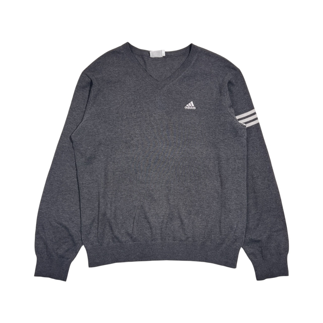 adidas GOLF アディダス ゴルフ 3本ライン Vネック ニット セーター O/XG/ダークグレー系 メンズ