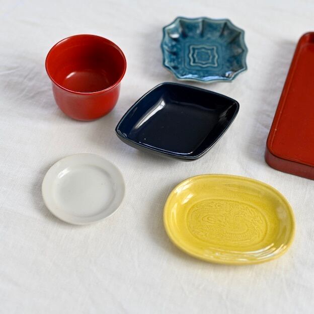 44428】 珉平焼 楕円豆皿 レモンイエロー（1枚） 明治 / Minpei Yaki