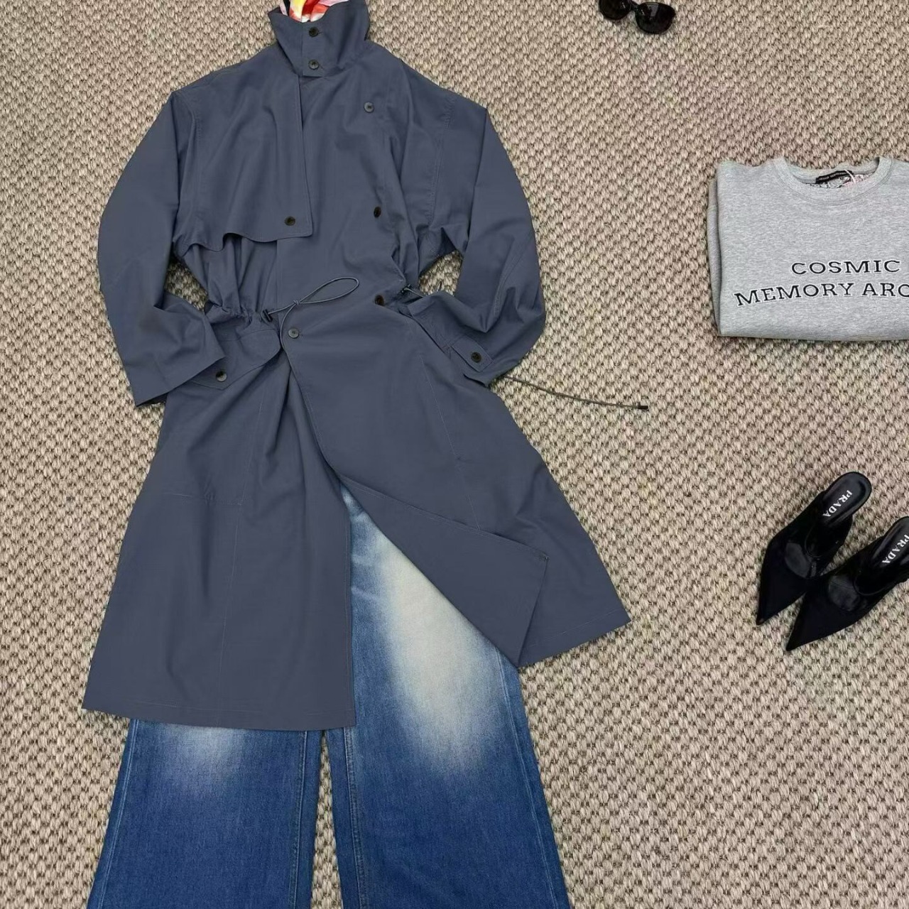 Drawstring Oversized Long Coat  T4402