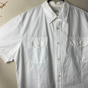 C.P.COMPANY white cotton S/S shirt