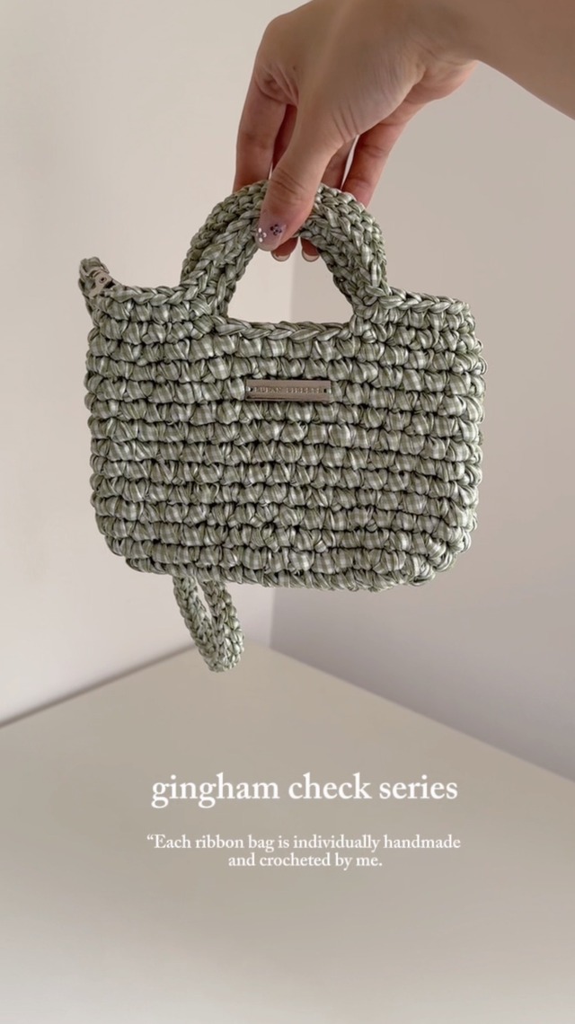 【即納】gingham check 11 green