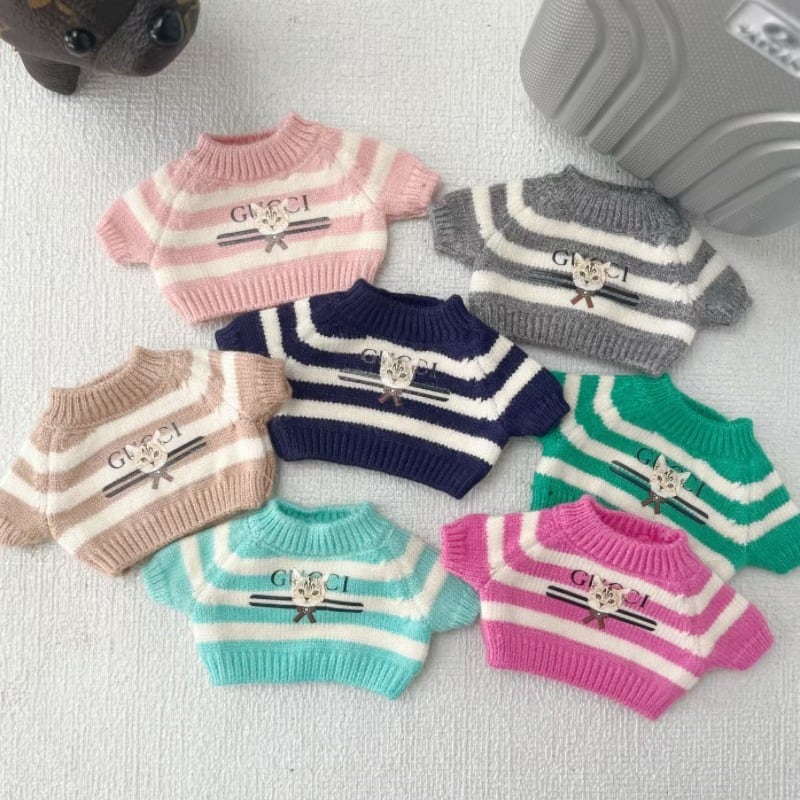 軽奢な温もり!おしゃれで可愛い軽奢デザイン♡ Labubu 猫モチーフニットセーター 15cm&17cm 上品で愛らしいこだわり猫柄 秋冬新作セーター