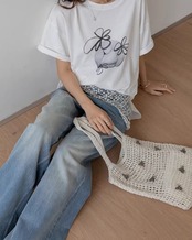 Flower graphic oversized T-Shirt L0155