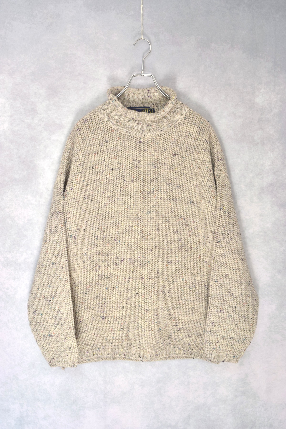 roll neck wool low gauge knit / made in england / size m | 