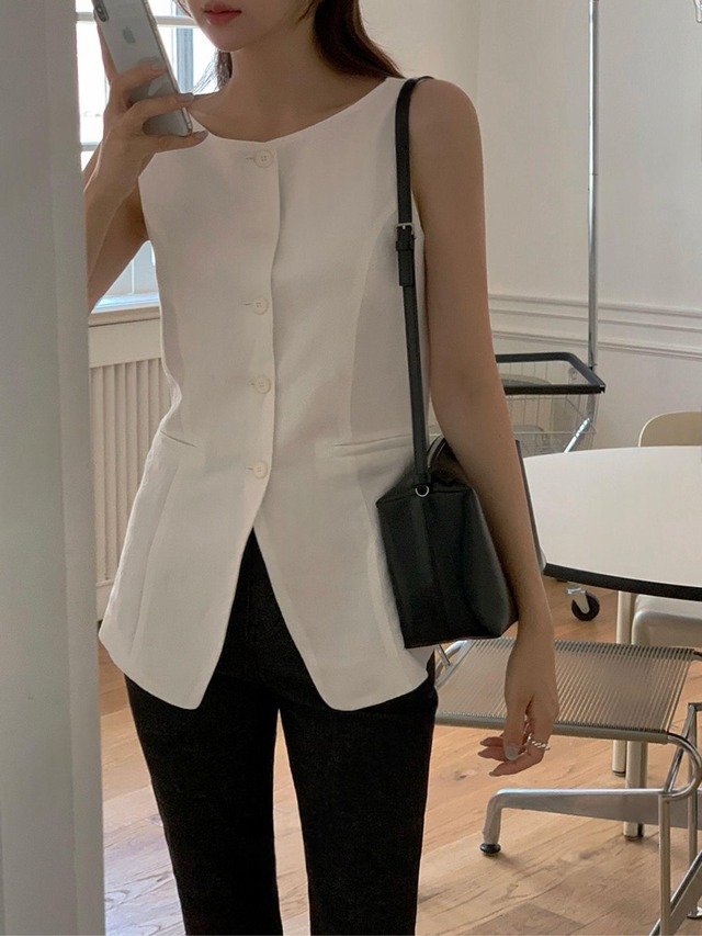 Buttoned Flare Long Vest