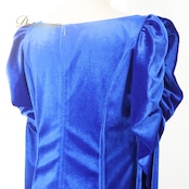 フラダンス 衣装 ワンピース ドレス ブルー系 カパリリ ベロア 光沢 ハワイアン Kapalili レッスン 練習 フラ ダンス 高級感 長袖 華やか 鮮やか 大人っぽい 無地 シンプル 青 フレア アロハ 上品 おしゃれ フェスティバル パーティー アウトドアイベント ゴージャス レディース フラダンスレッスン