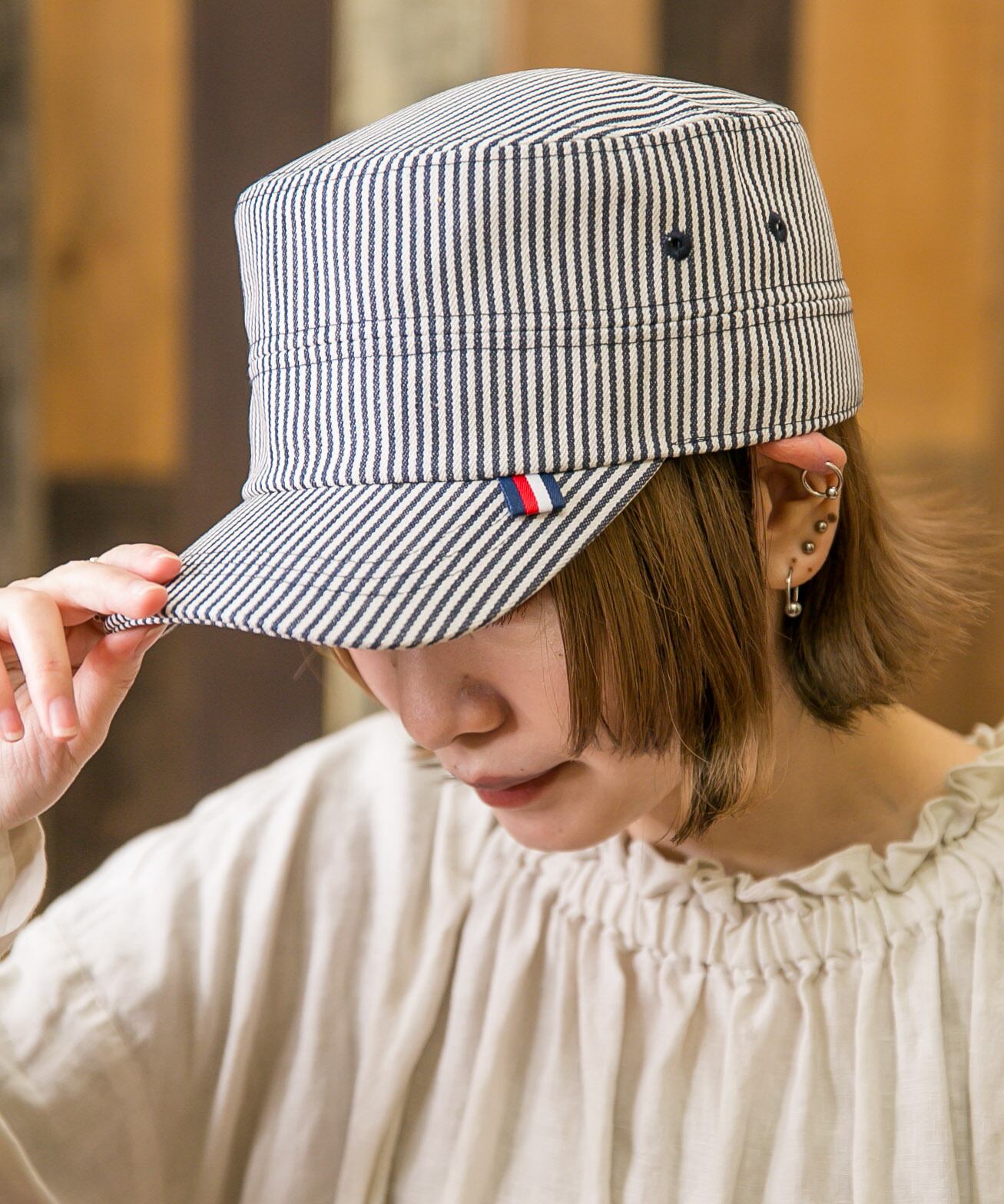 コットントリコワークキャップ | オンラインShop無（帽子の通販）