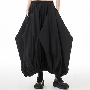 BLACK ELASTIC WAIST LANTERN SHAPE LONG SKIRT 1color M-5877