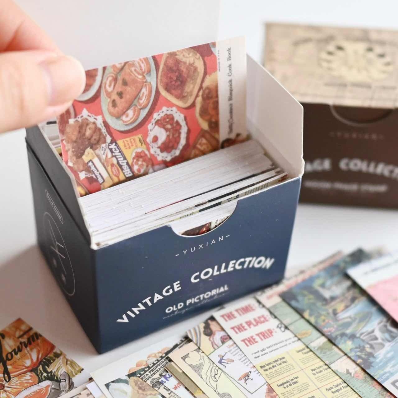 【 完売 】アンティークアート シールボックス 320枚入|ヴィンテージカラー ステッカー 自然 植物 天体 紙もの 雑貨屋